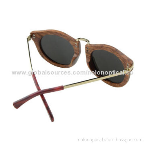 Rosewood sunglasses with metal temple and coating lens, CE/FDA